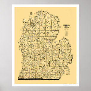 Michigan Railroad Karta 1897 Poster