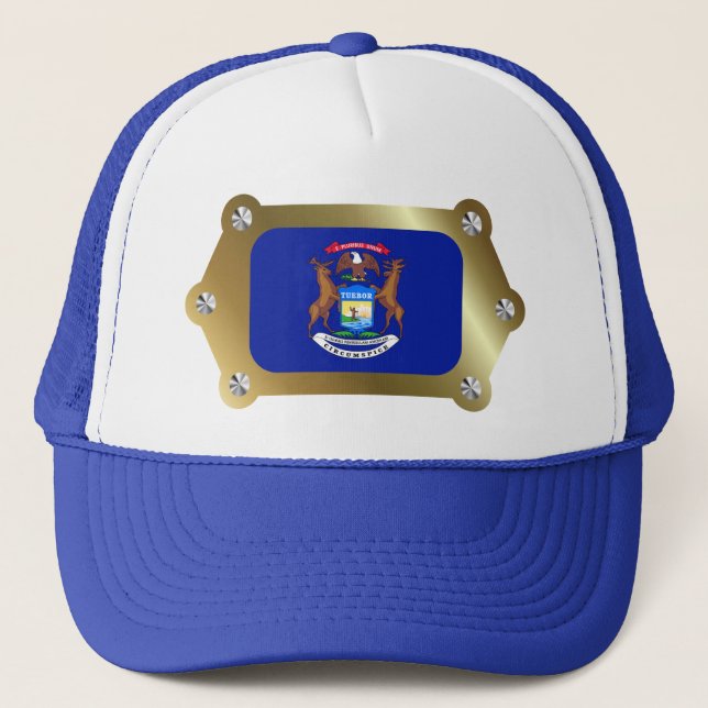 Michigan ramed Flagga Hat Truckerkeps (Framsida)