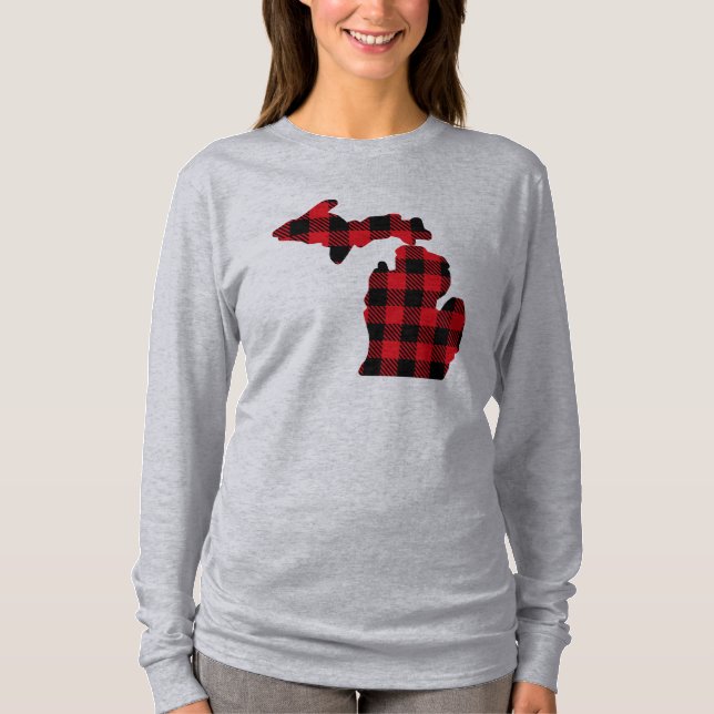 Michigan Red-Black Play Karta Långärmad Tee (Framsida)