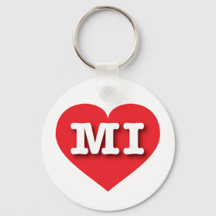 MIchigan Red Heart - I kärlek MI Nyckelring