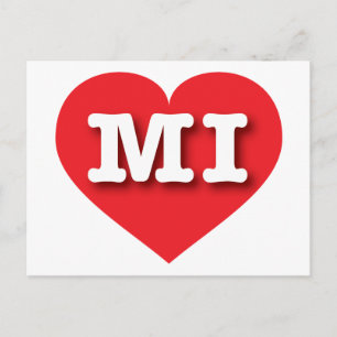 MIchigan Red Heart - I kärlek MI Vykort