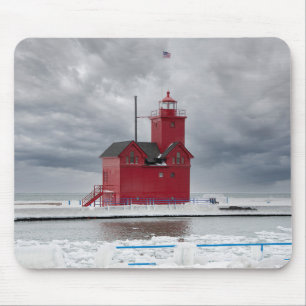 Michigan Red Lighthouse på Winter Musmatta