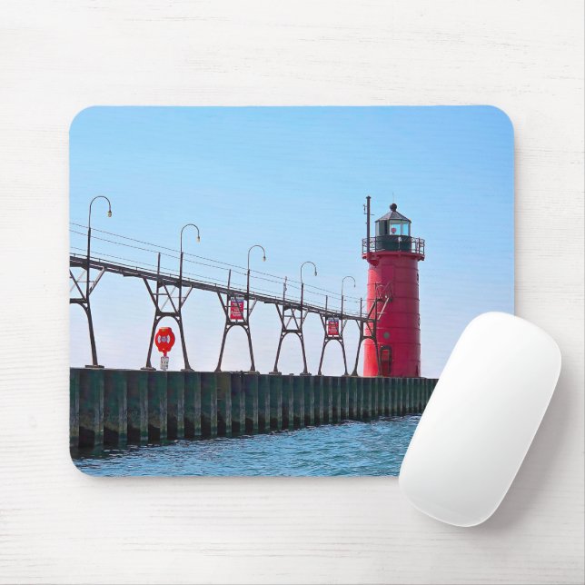 Michigan Red South Haven Lighthouse Musmatta (Med mus)