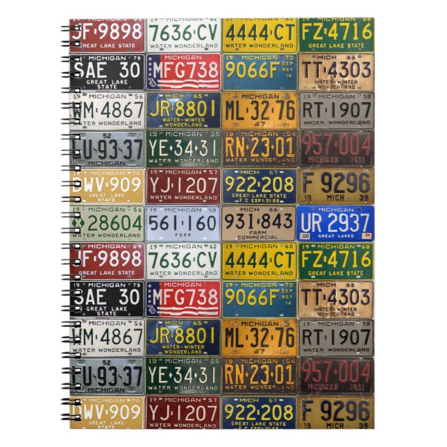 Michigan registreringsskyltar från en Bygone Era Anteckningsbok (Framsidan)