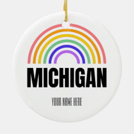 Michigan - Retro - Illustration - Personlig Julgransprydnad Keramik