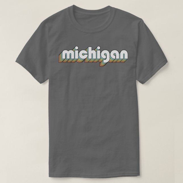 Michigan Retro Regbow Typography Faded Stil T Shirt (Design framsida)