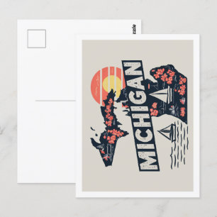 Michigan Retro Resedesign Ikoniska Amerikanska Del Vykort