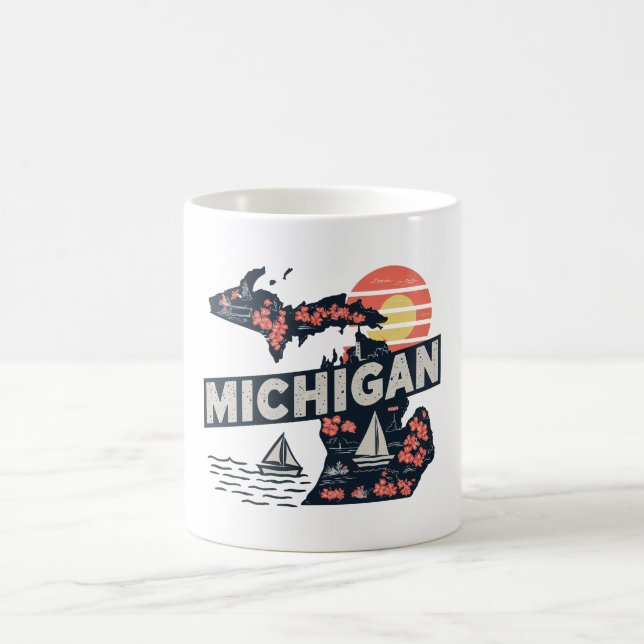 Michigan Retro Silhouette Kaffemugg (Center)