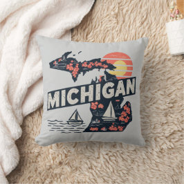 Michigan Retro Silhouette Kudde