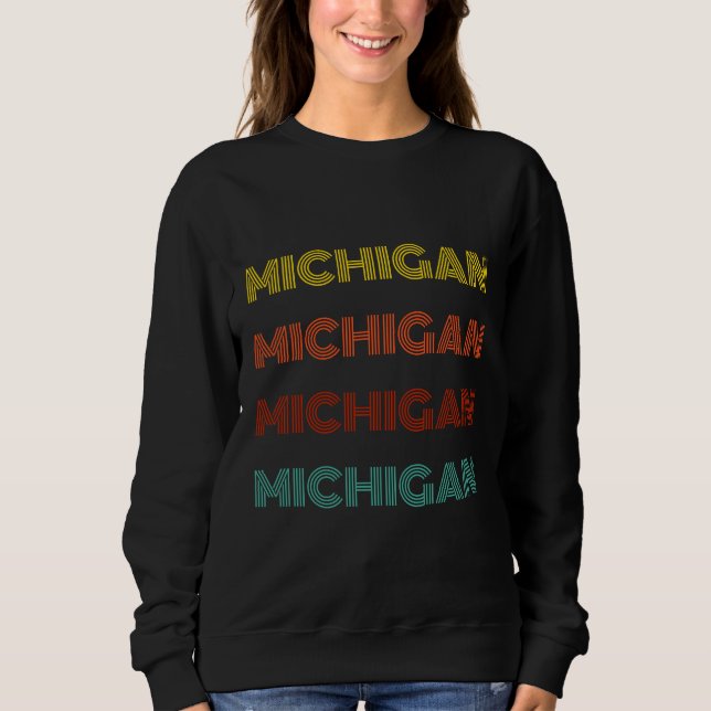 Michigan Retrotypografi Amerikansk stat T Shirt (Framsida)
