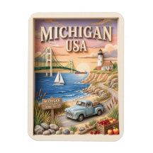 Michigan Road Trip Mackinac Bridge Vintage Lastbil