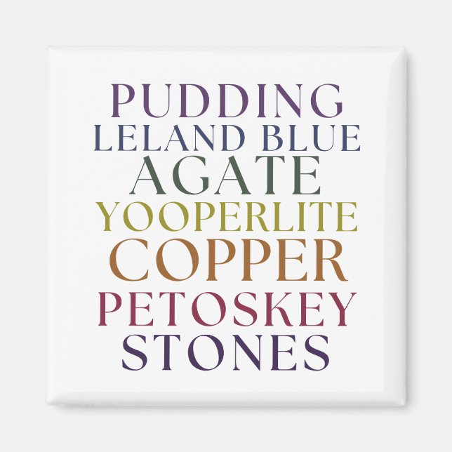 Michigan Rockhound Agate Petoskey Stone Magent Magnet (Framsidan)