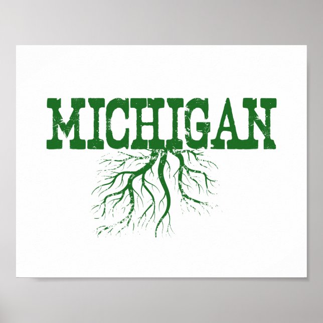 Michigan Roots Grönt Ord Art Poster (Framsidan)