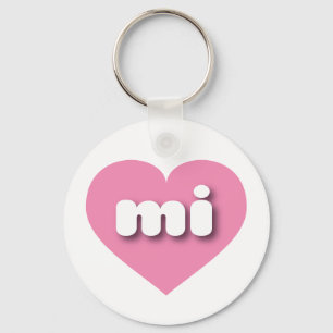 MIchigan rosa hjärta - I kärlek mi Nyckelring