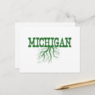 Michigan Rotad med gröna trädets rötter - Ordkonst Vykort
