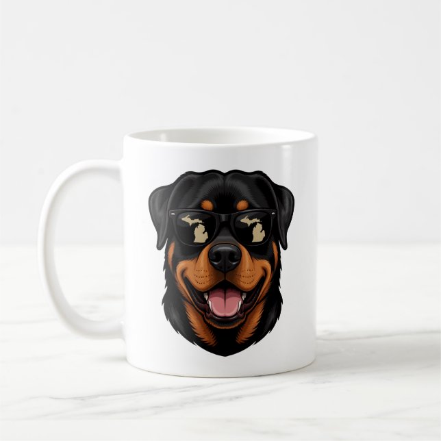 Michigan Rottweiler som bär solglasögon Kaffemugg (Vänster)