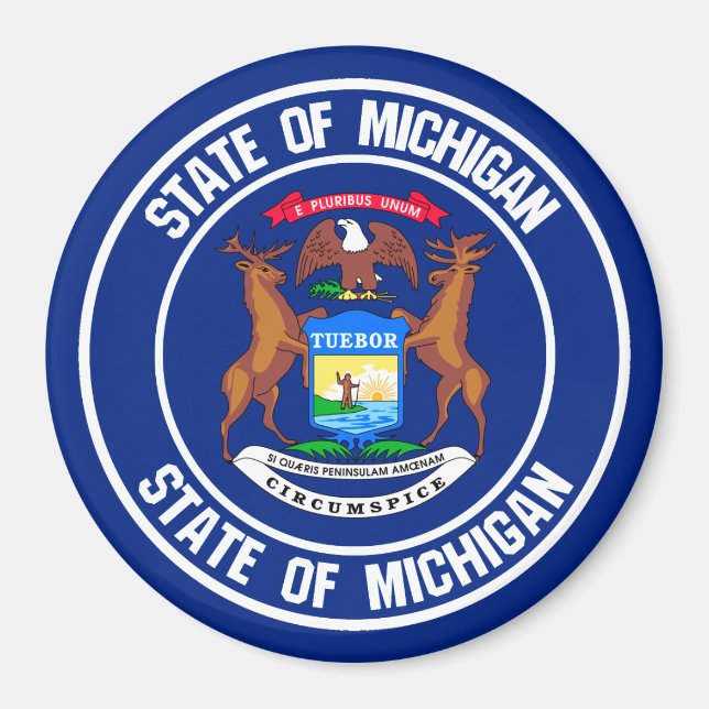 Michigan Round Emblem Magnet (Framsidan)