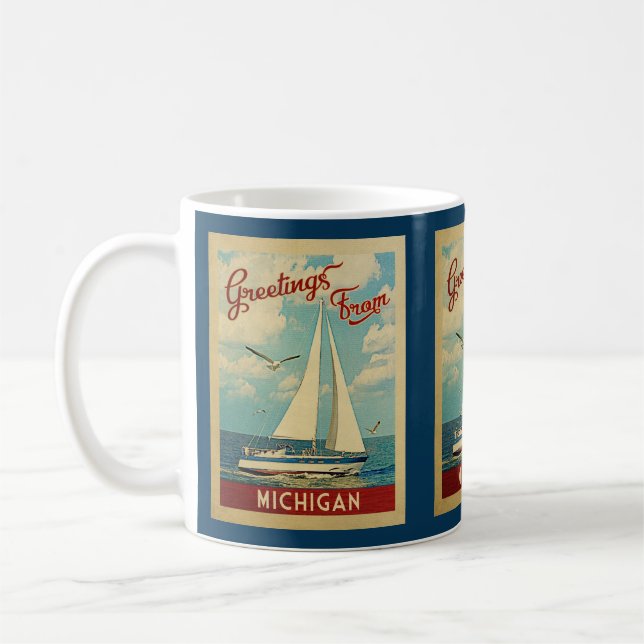 Michigan Sailboat Vintage resor Kaffemugg (Vänster)