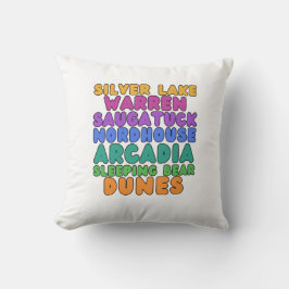 Michigan Sand Dunes Rainbow Text Throw Pillow Kudde
