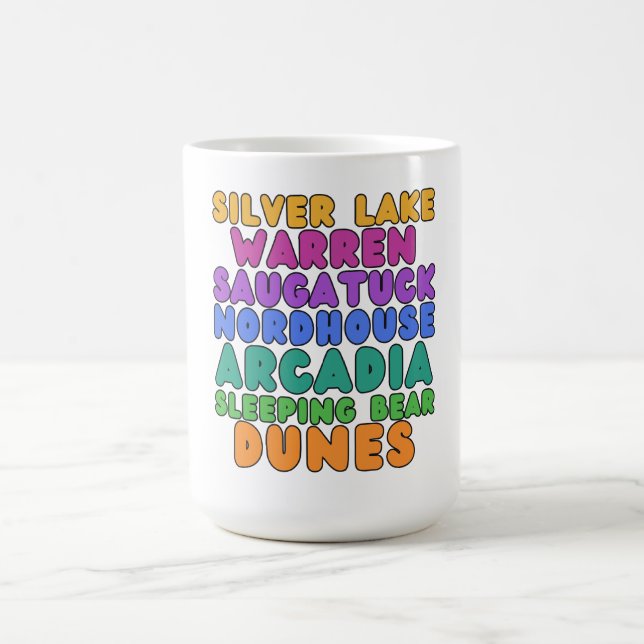 Michigan Sanddyner Regnbåge Bubbel Bokstavs Mug Kaffemugg (Center)