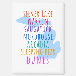Michigan Sanddyner Regnbåge Text Magnet