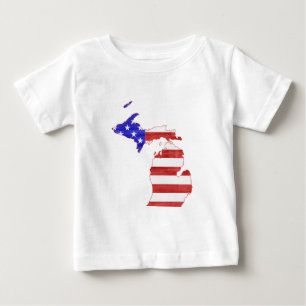 Michigan Shape American Flagga Patriotic Michigand T Shirt