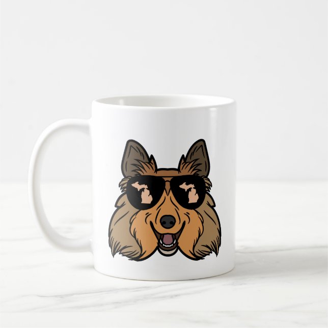 Michigan Shetland Sheepdog som bär solglasögon Kaffemugg (Vänster)