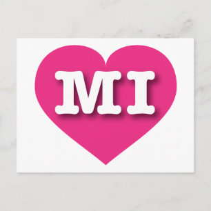 MIchigan Shock rosa Heart - I kärlek MI Vykort
