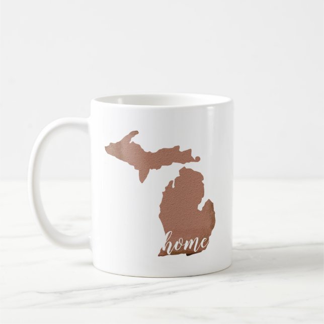 Michigan Silhouette Copper White Home Kaffemugg (Vänster)