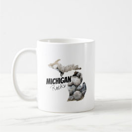 Michigan Silhouette fylld med Petoskey Stones Kaffemugg