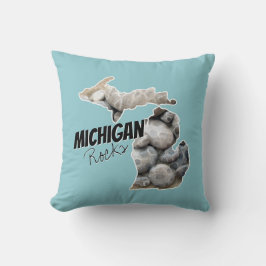 Michigan Silhouette fylld med Petoskey Stones Kudde
