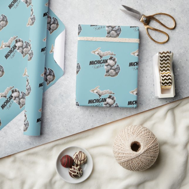 Michigan Silhouette fylld med Petoskey Stones Presentpapper (Hantverk)