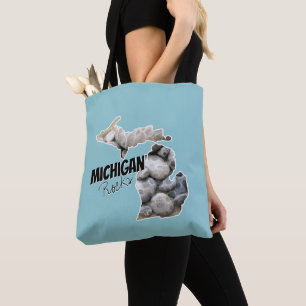 Michigan Silhouette med Petoskey Stones Tygkasse