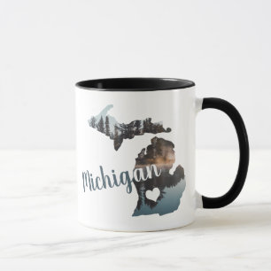 Michigan Silhouette med typografi Mugg