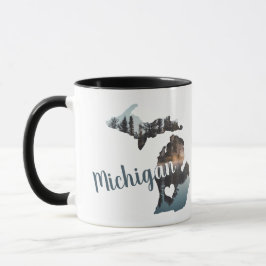 Michigan Silhouette med typografi Mugg