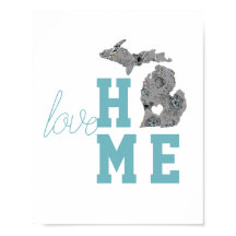 Michigan Silhouette State Kärlek Home Typography