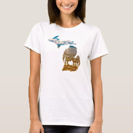 Michigan Sjö fyllde Silhouette Heart T Shirt