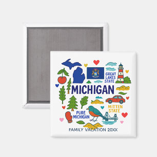 Michigan Skräddarsydd Familjesemesterpresent Magnet