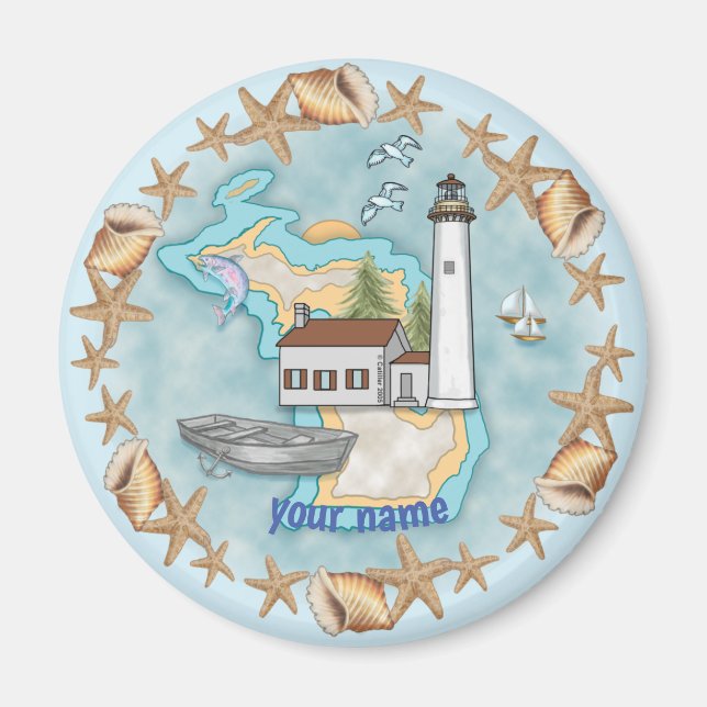 Michigan Snäckas Lighthouse magnet (Framsidan)