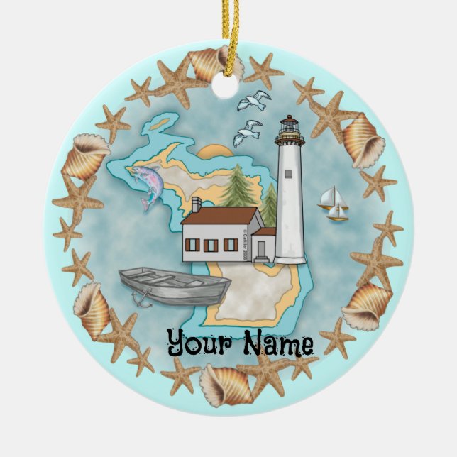 Michigan Snäckas Lighthouse Ornament (Framsidan)