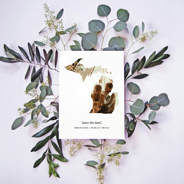 Michigan sparar datumfotokortet spara datumet (Michigan Save the Date)