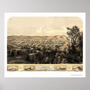 Michigan stad, I den panorama- kartan - 1869a Poster