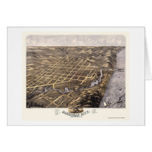 Michigan stad, I den panorama- kartan - 1869b Hälsningskort