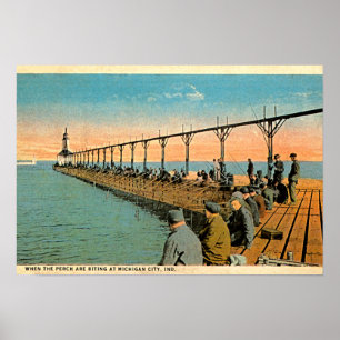 Michigan stad, Indiana som fiskar pir Poster