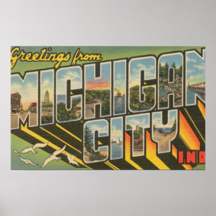 Michigan stad, Indiana - stora brevplatser Poster