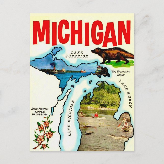 Michigan State Antik Postkort Vykort (Framsida)