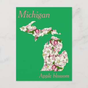 Michigan State Flower Collage Karta Vykort