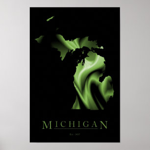 Michigan State Karta Image Poster