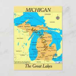 Michigan State Karta Vykort