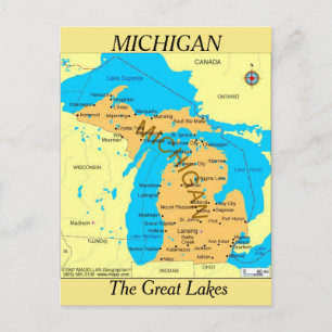 Michigan State Karta Vykort